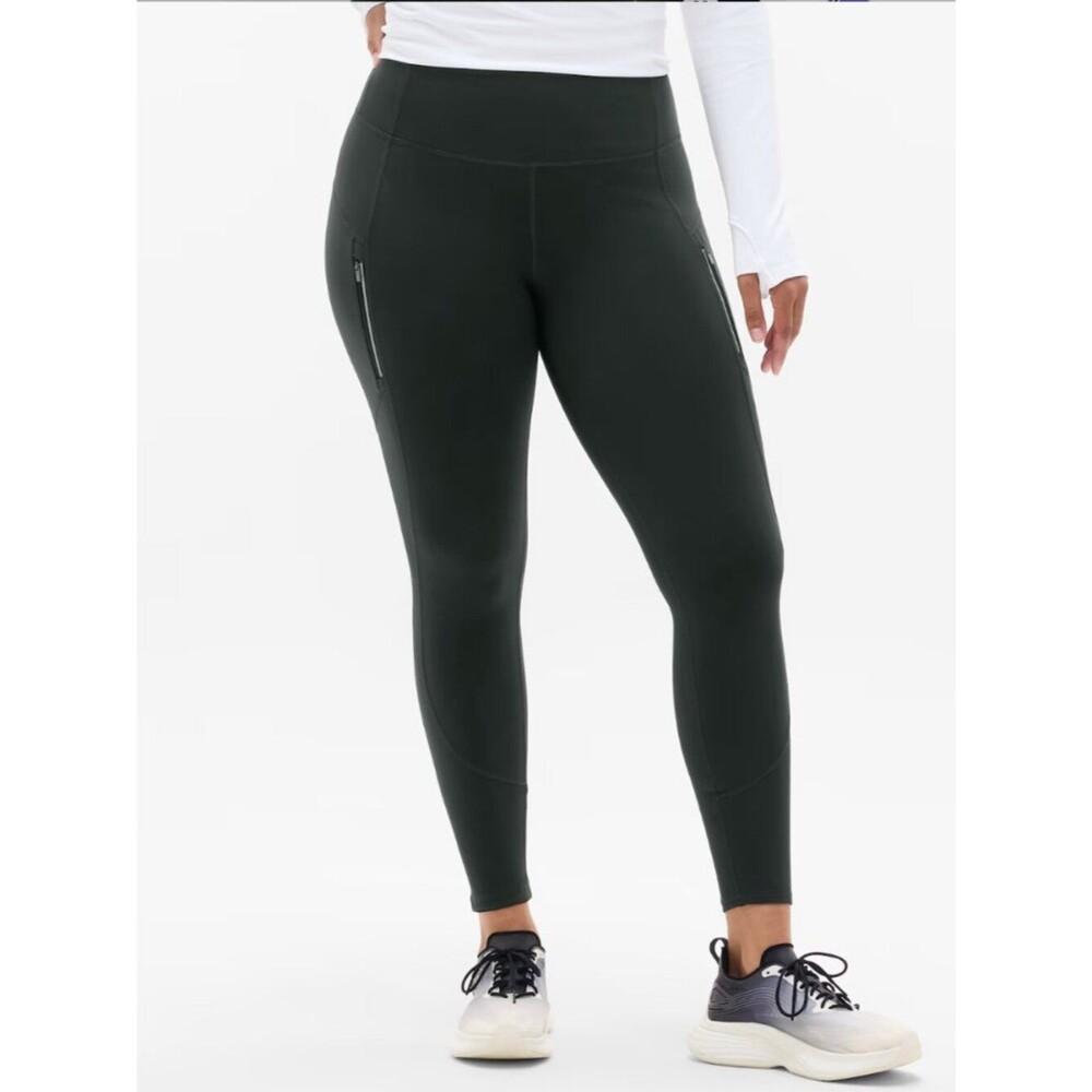 Athleta | Black Rainier High Rise Tight Legging Zip Pocket Reflective US Size 3X